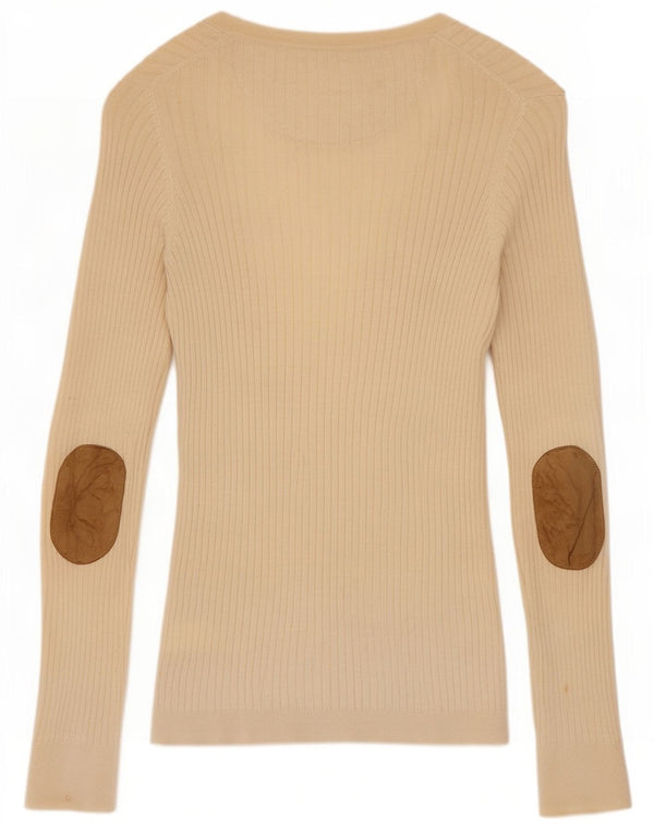 Maglione cardigan da donna Massimo Dutti UK 14 Cotone color block beige medio
