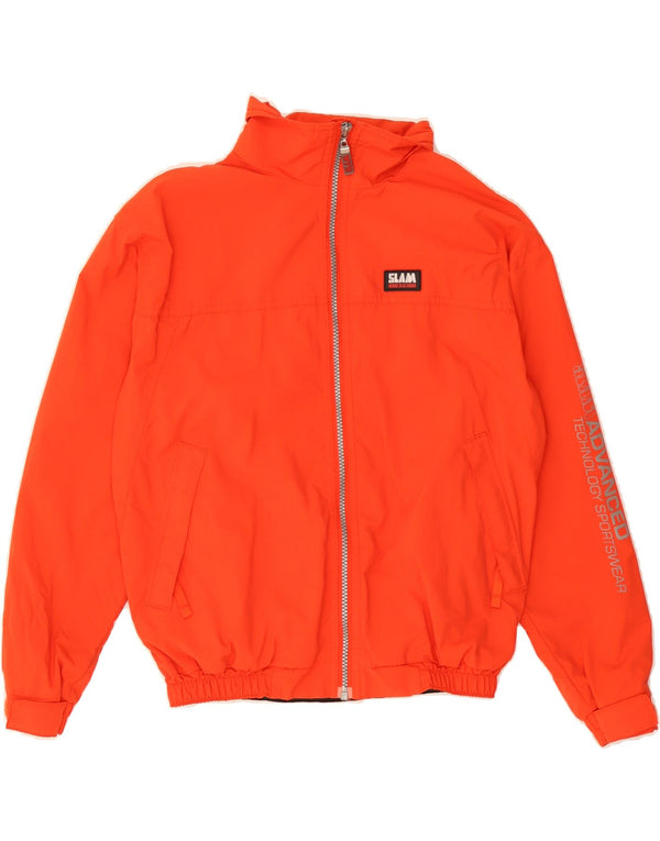 SLAM Womens Graphic Bomber Jacket US 7 Medium Orange Nylon