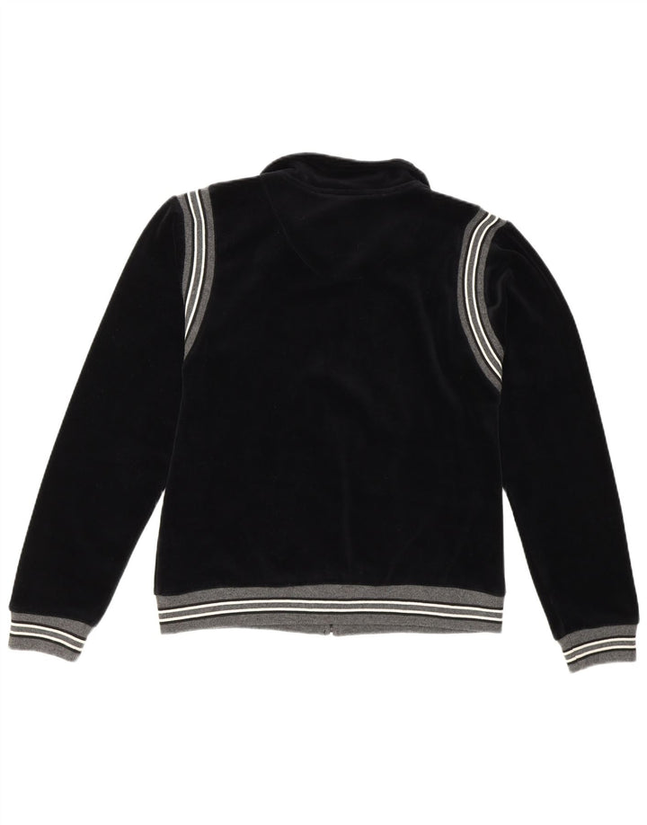Giacca da ginnastica vintage da donna EU 36/38 piccola in cotone a righe nere
