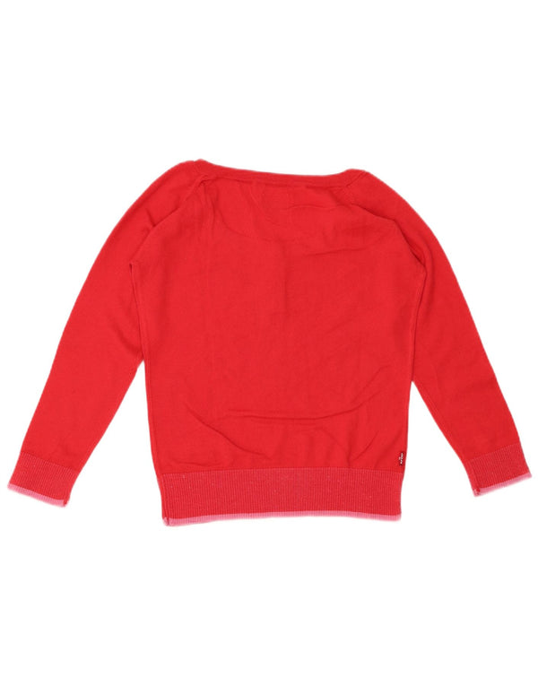 LEVI'S Maglione da donna con collo corto e bottoni UK 10 Piccolo cotone rosso