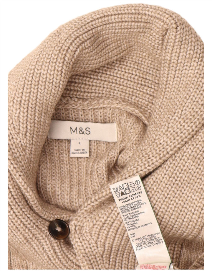 Maglione cardigan da uomo Marks & Spencer grande poliestere beige