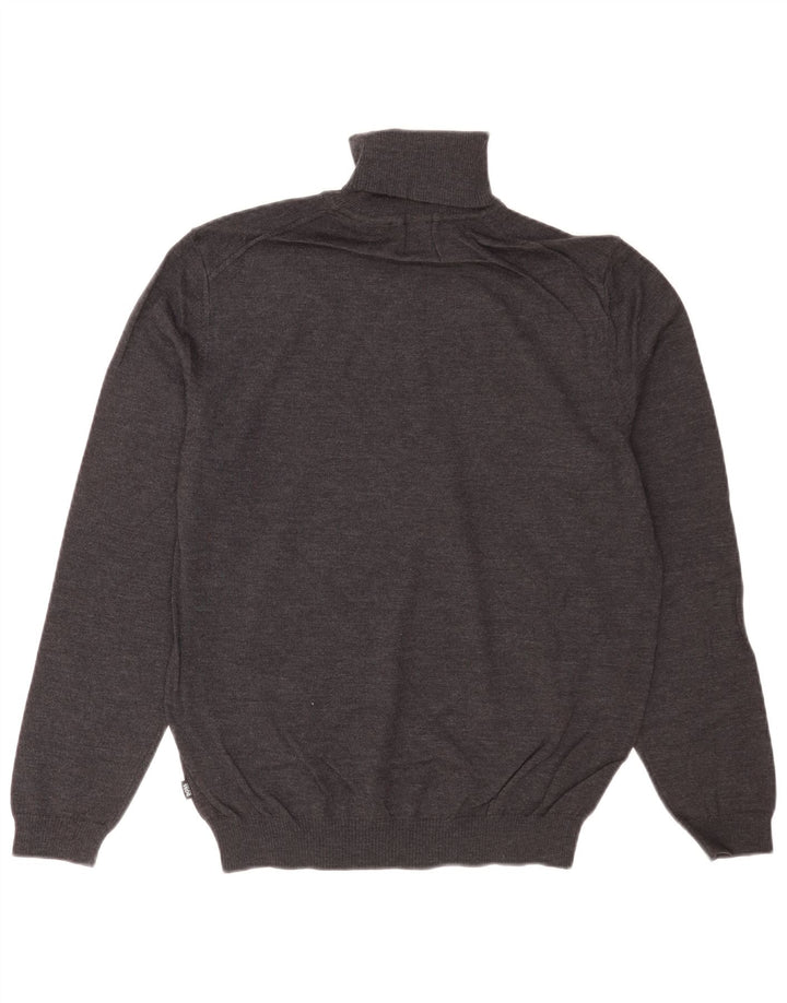 Hugo Boss Maglione da uomo con vestibilità regolare e collo alto, in lana vergine grigio medio