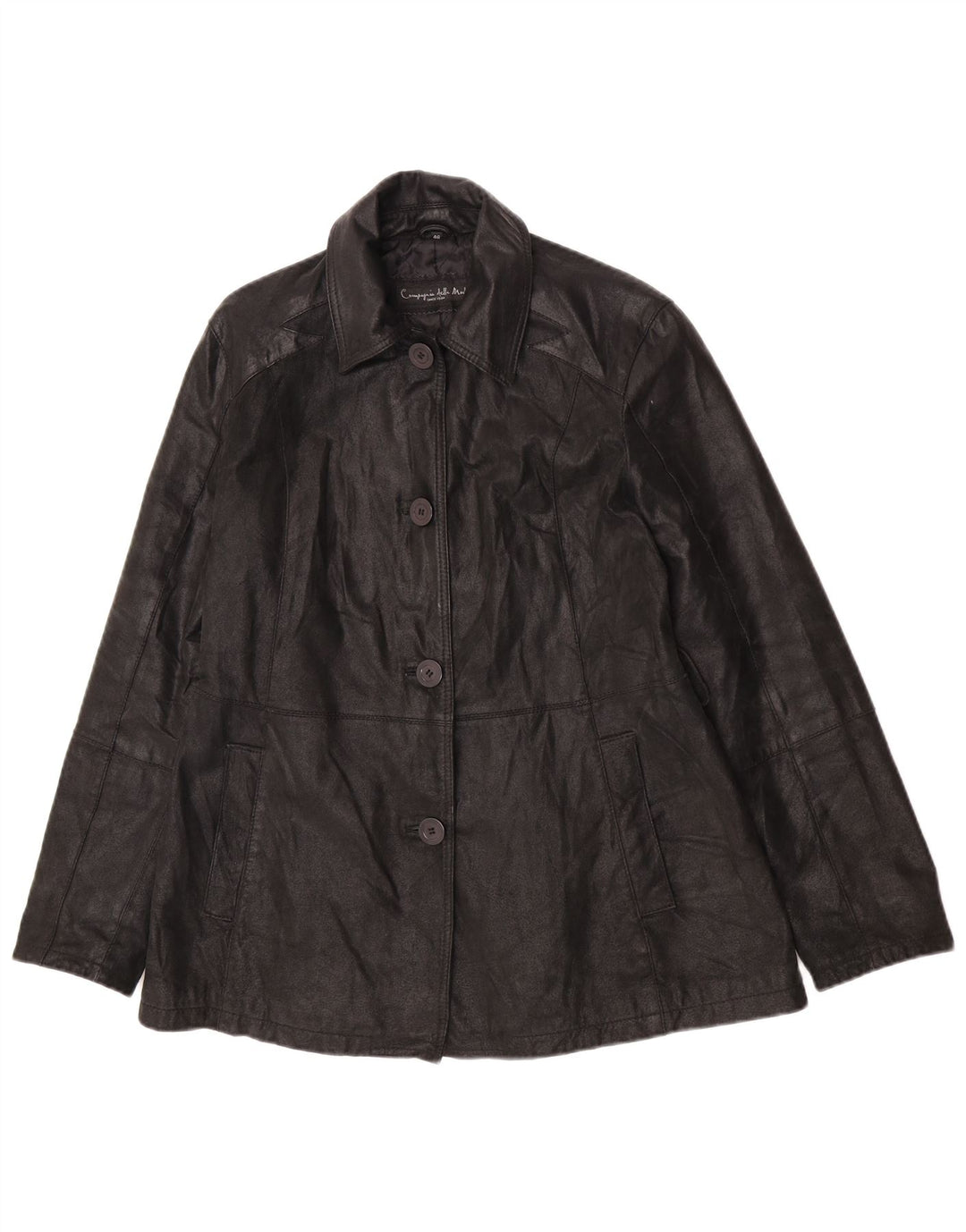 Giacca in pelle da donna vintage IT 46 grande in pelle nera