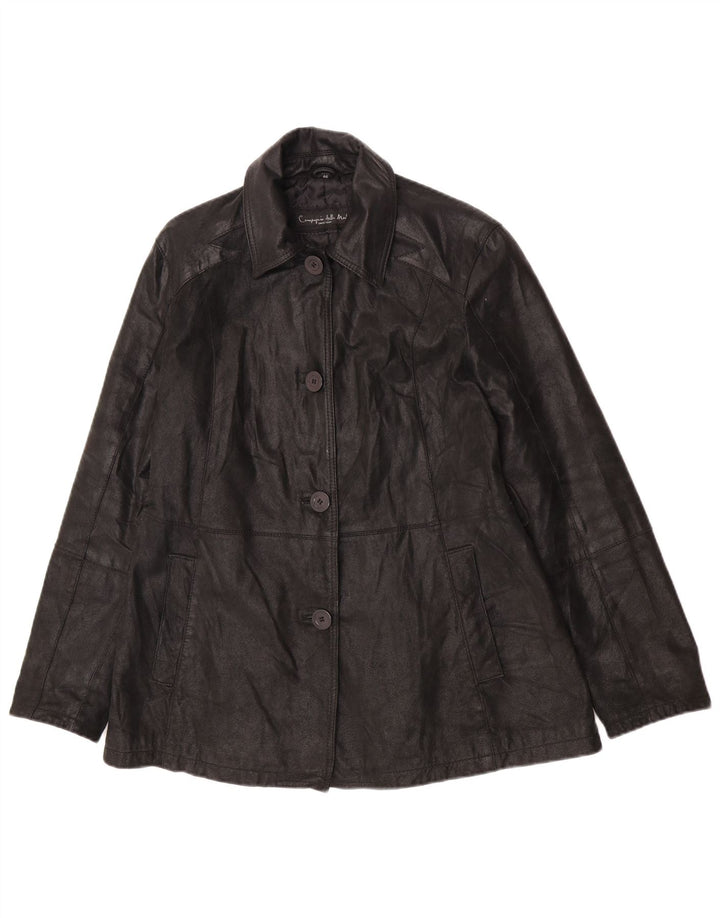Giacca in pelle da donna vintage IT 46 grande in pelle nera
