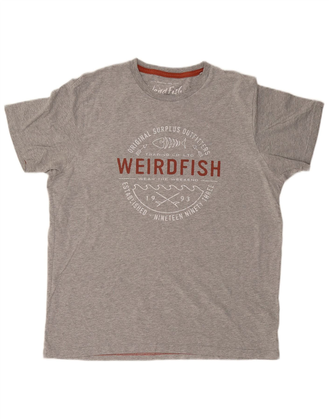 WEIRD FISH T-shirt grafica da uomo grande in cotone grigio