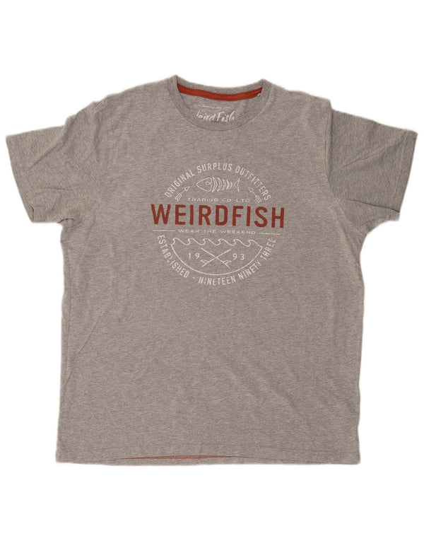 WEIRD FISH T-shirt grafica da uomo grande in cotone grigio