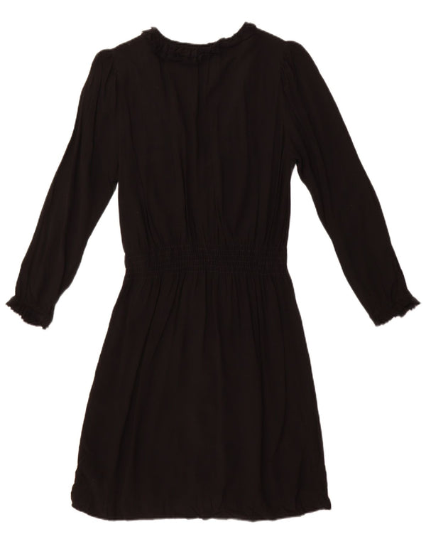 Abito da donna a trapezio a maniche lunghe con volant sul davanti ZARA UK 12 medio nero