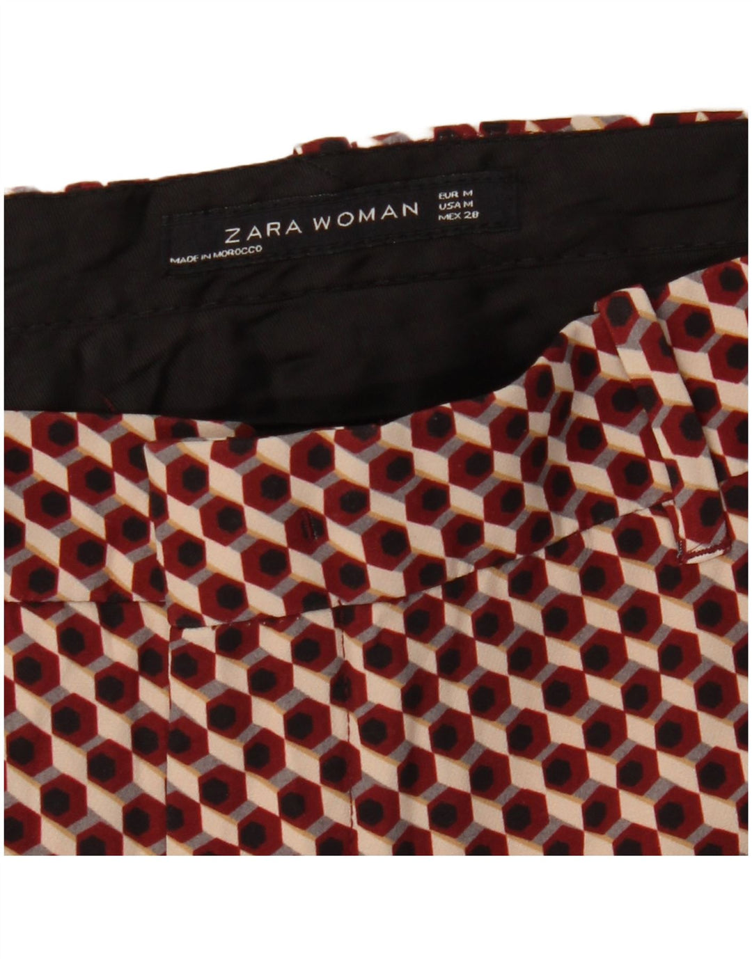 Pantaloni chino slim da donna Zara medi W28 L27 rossi geometrici