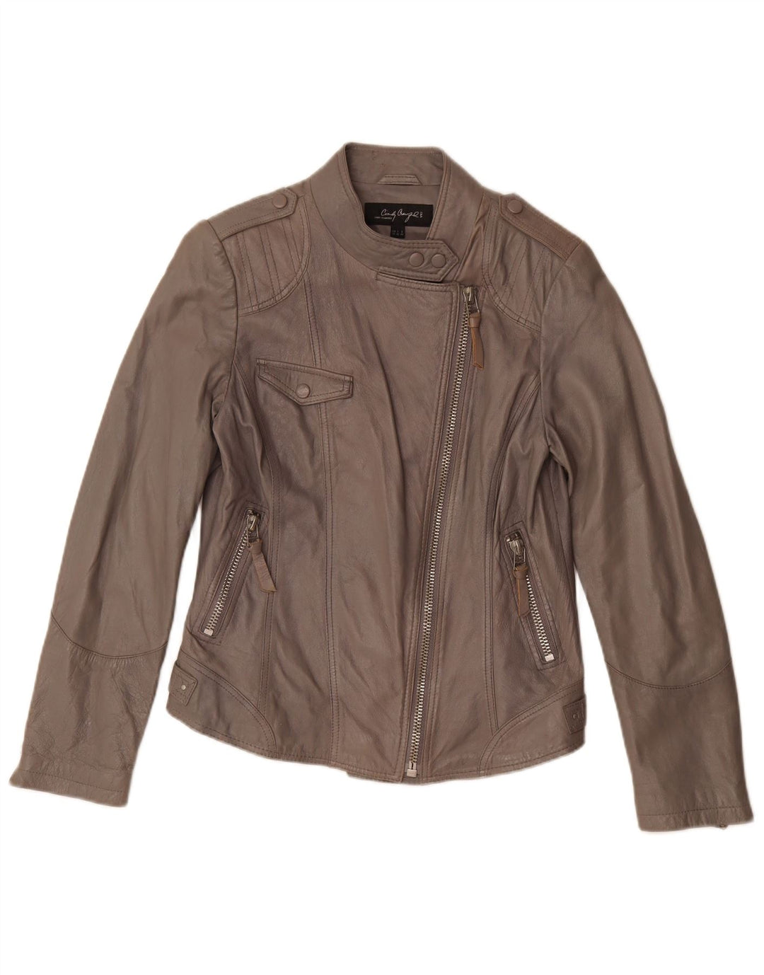Giacca da motociclista in pelle Cindy Crawford da donna C&A EU 40 Grigio medio