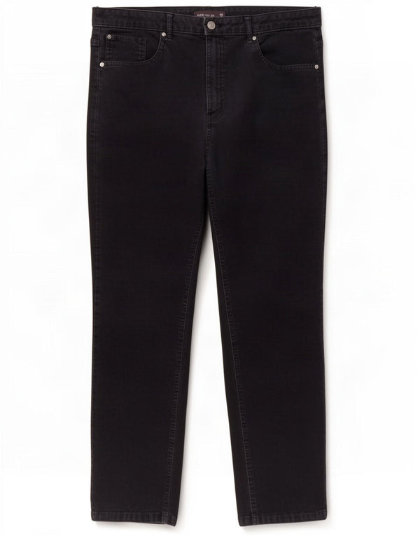 Pantaloni in velluto a coste a vita alta Marks & Spencer da donna UK 18 XL W38 L27 Navy B