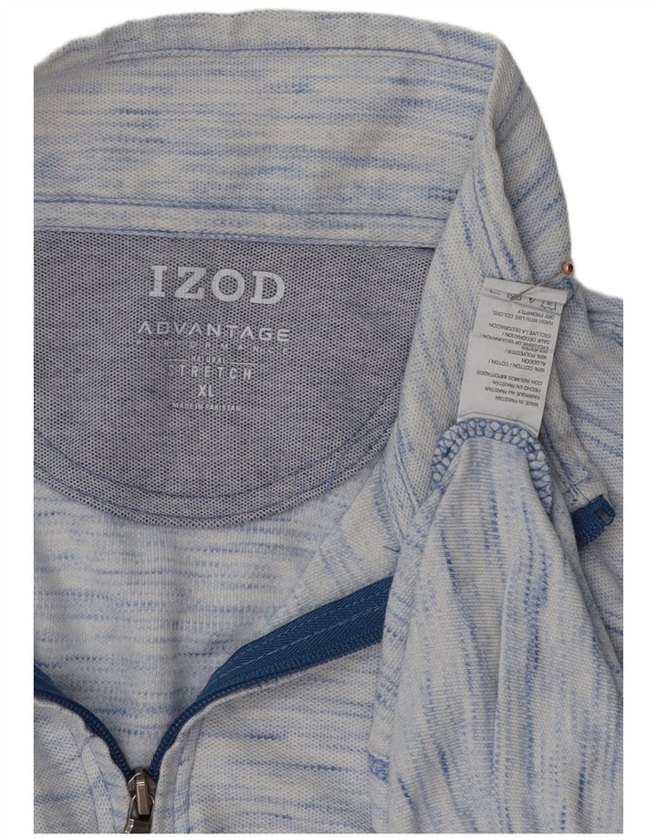 Tuta da uomo IZOD con zip e collo pullover Top XL in cotone chiazzato blu
