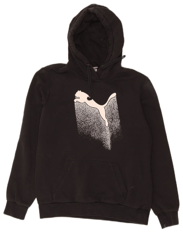 Felpa con cappuccio grafica da donna Puma UK 14 grande cotone nero