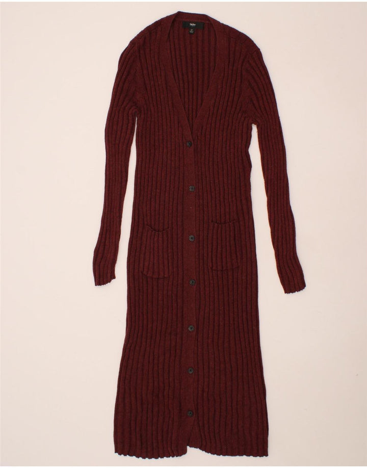 MOSSIMO Womens Longline Cardigan Sweater UK 10 Small Maroon Vintage Mossimo and Second-Hand Mossimo from Messina Hembry 