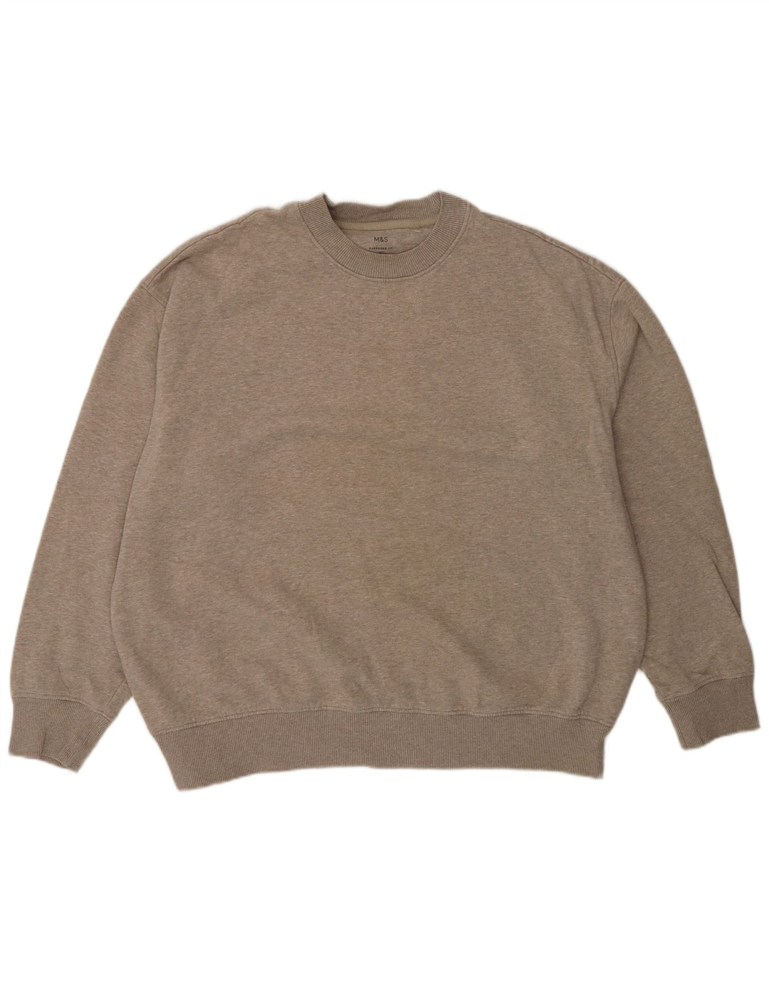 Felpa oversize da uomo Marks & Spencer, maglione XL, cotone chiazzato grigio