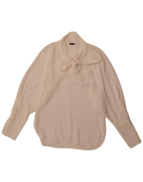 Camicetta da donna Sisley con vestibilità ampia e allacciatura frontale, taglia UK 6 XS, poliestere bianco sporco