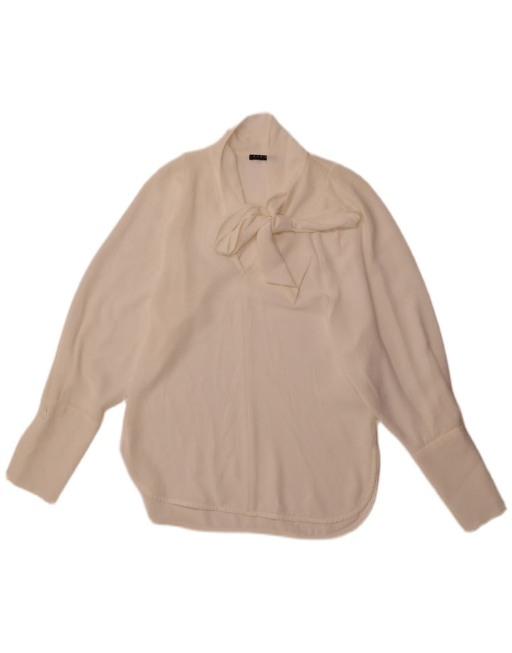 Camicetta da donna Sisley con vestibilità ampia e allacciatura frontale, taglia UK 6 XS, poliestere bianco sporco