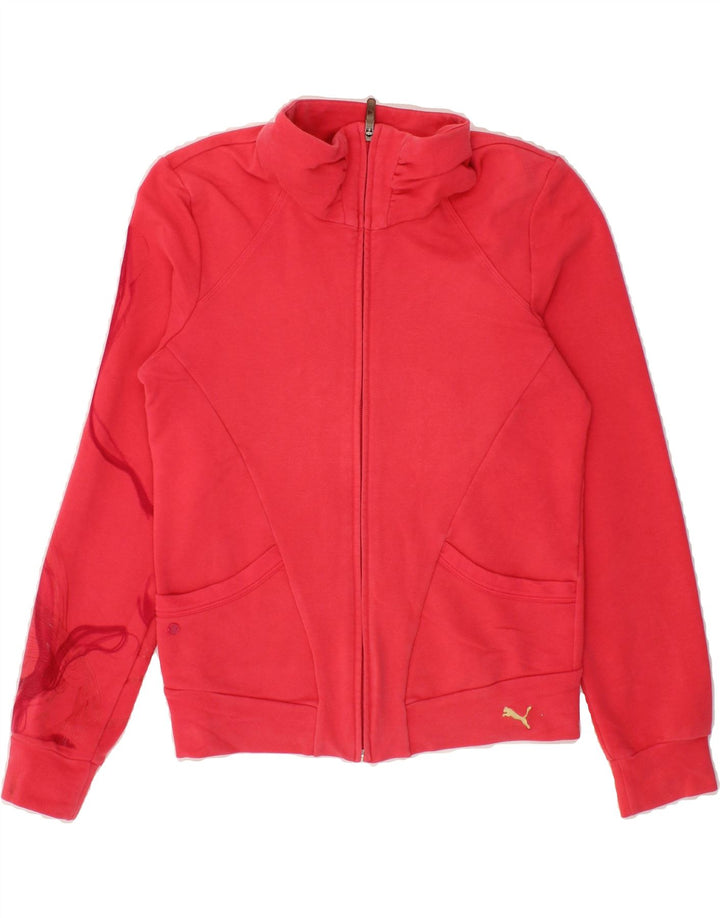 PUMA Womens Graphic Tracksuit Top Jacket UK 12 Medium Pink Cotton Vintage Puma and Second-Hand Puma from Messina Hembry 