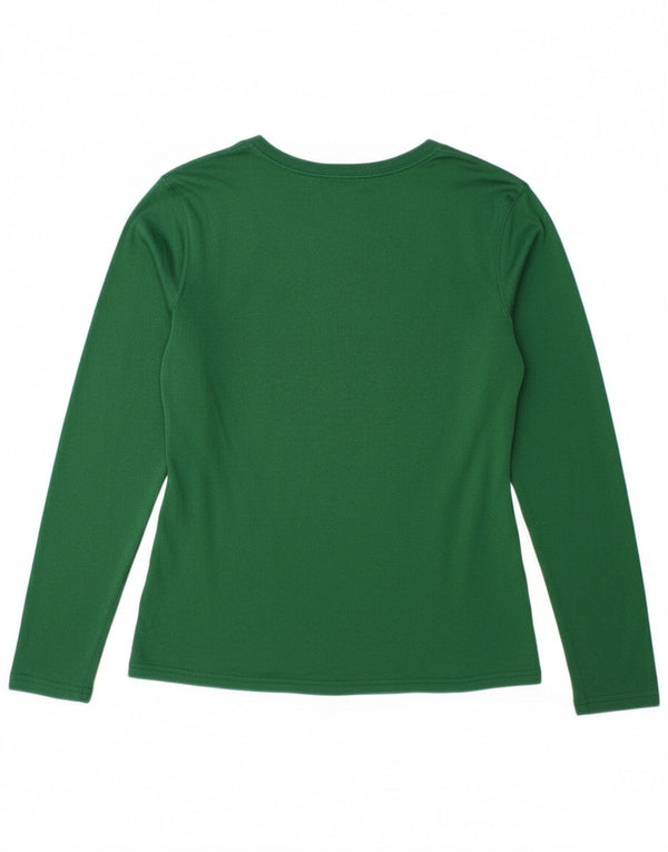 Nike Dri Fit Top da donna a maniche lunghe UK 14 poliestere verde medio