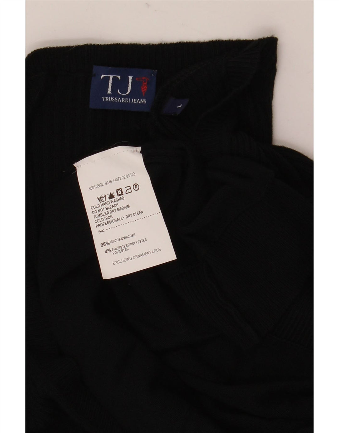 Abito Trussardi da donna a maniche lunghe a palloncino UK 14 Large in viscosa nera