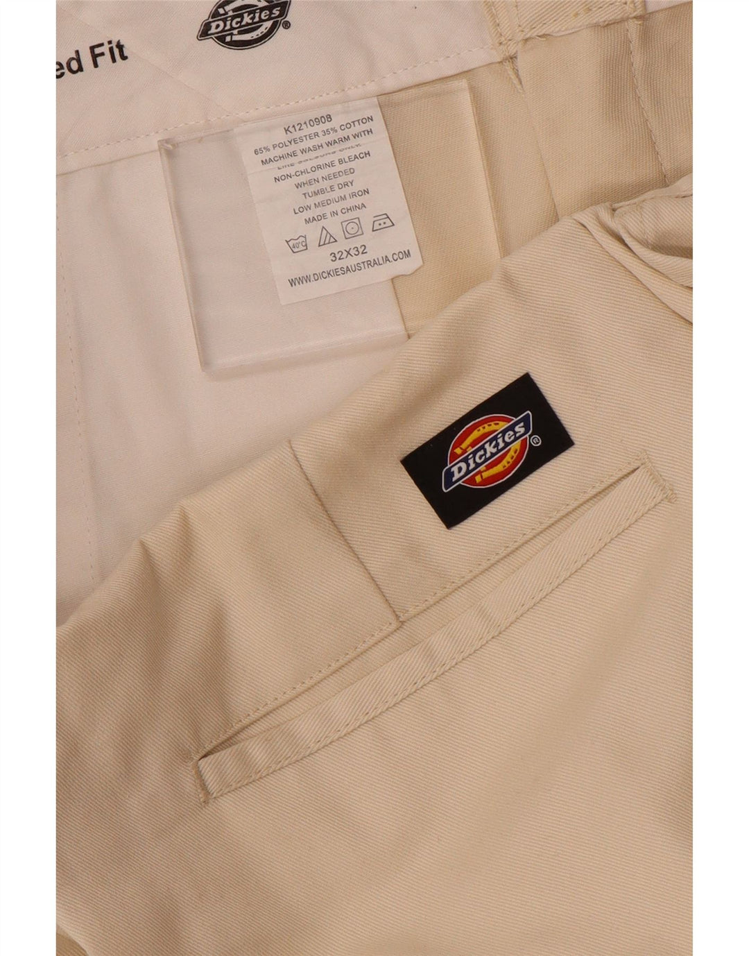 Pantaloni chino dritti da uomo Dickies W32 L28 poliestere beige