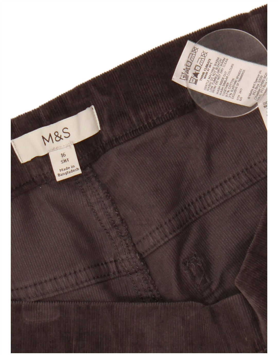 Pantaloni corti in velluto a coste da donna Marks & Spencer UK 16 Large W30 L25 Grigio