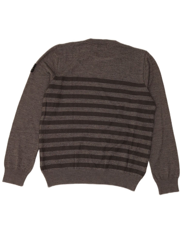 Maglione maglione girocollo da donna Iceberg UK 16 Lana a righe grigie grandi