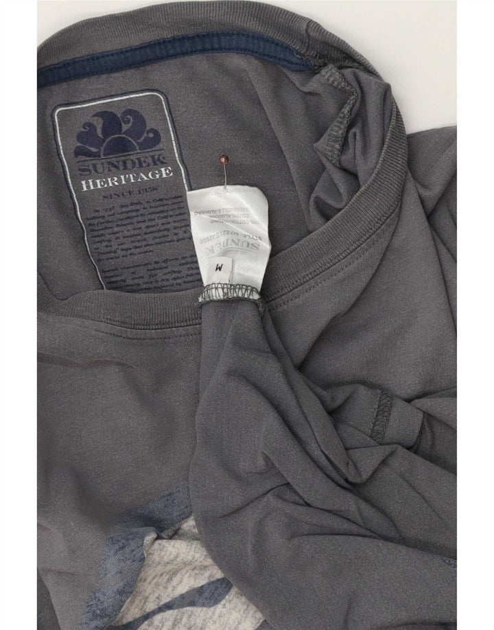 T-shirt grafica da uomo Sundek Heritage Top in cotone grigio medio