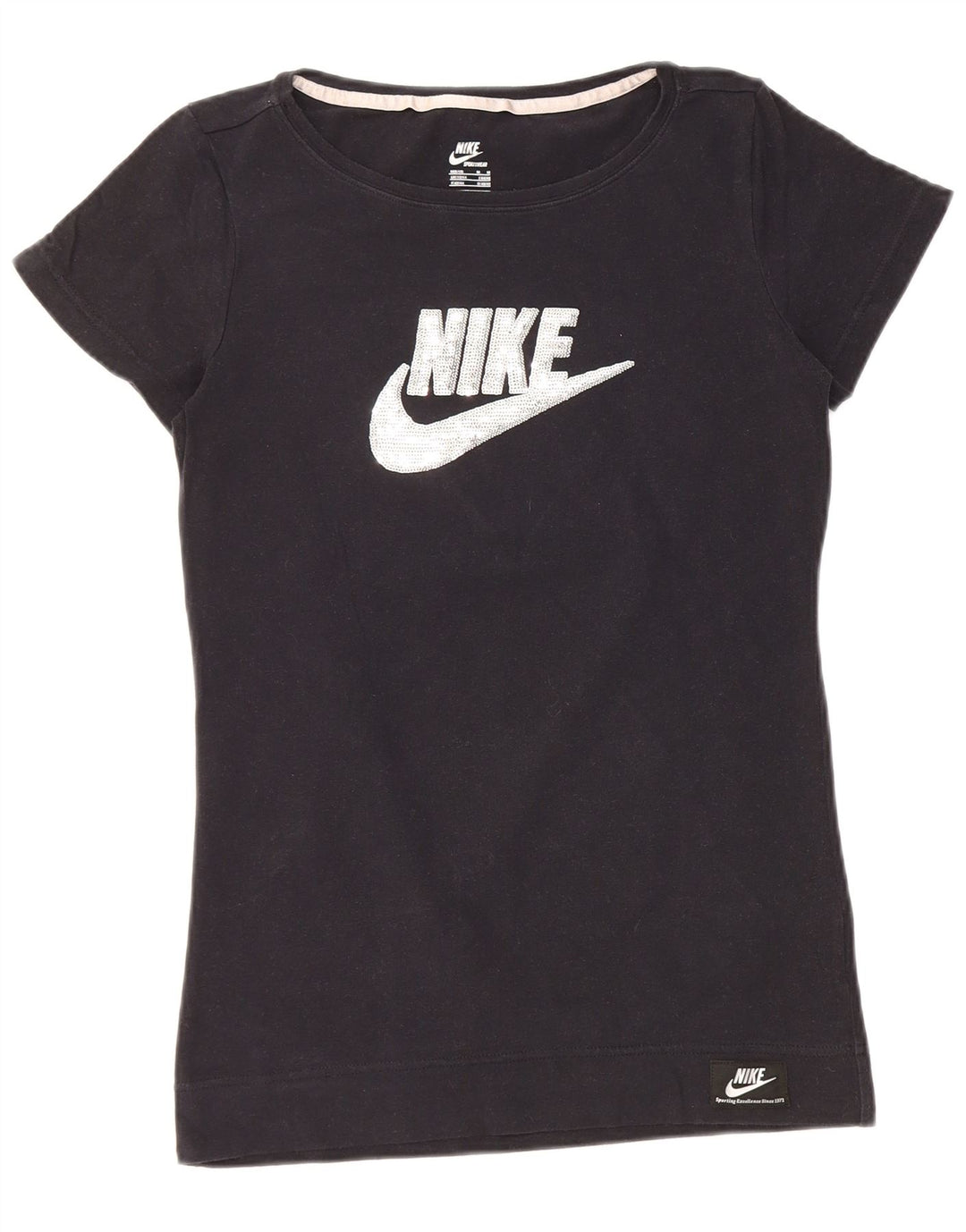 T-shirt grafica da donna NIKE Top UK 12/14 Medium Nero