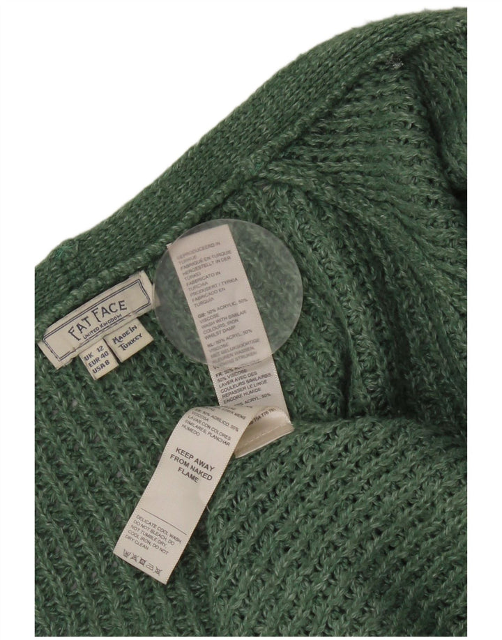 Maglione cardigan aperto da donna Fat Face UK 12 Acrilico verde medio