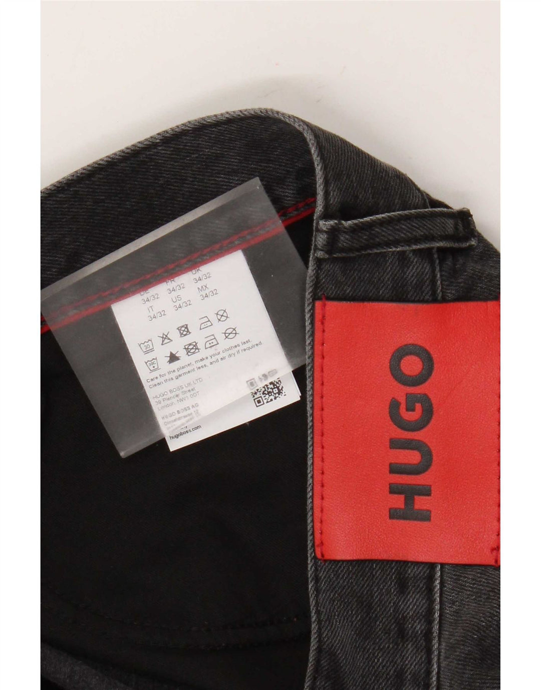 Jeans dritti invecchiati da uomo Hugo Boss W34 L27 cotone grigio