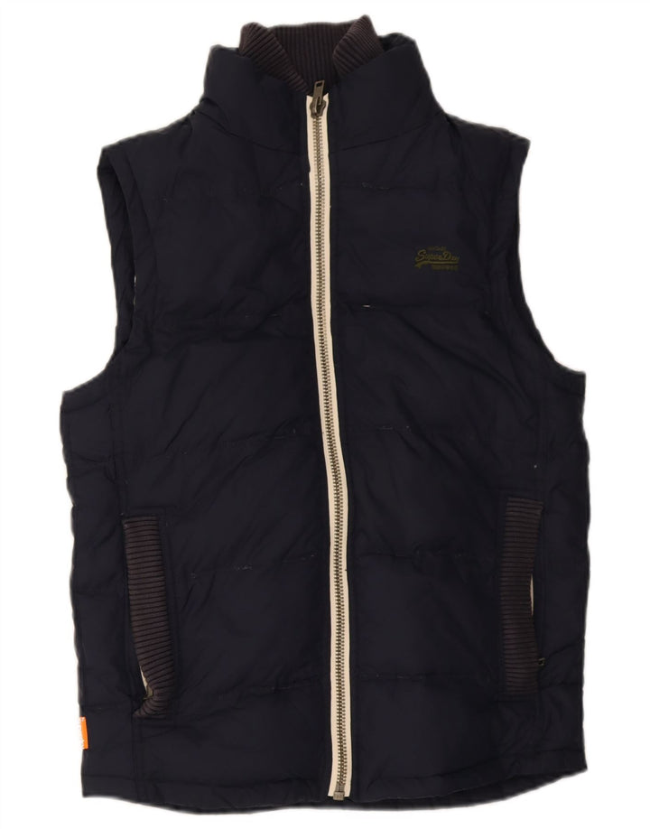 Gilet imbottito da uomo Superdry UK 38 medio in nylon blu navy