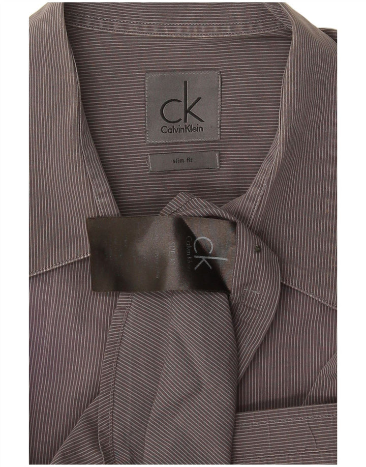 Camicia slim fit da uomo Calvin Klein grigio medio a righe