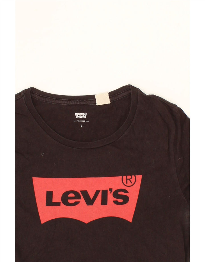 LEVI'S Womens Graphic T-Shirt Top UK 12 Medium Black Vintage Levi's and Second-Hand Levi's from Messina Hembry 