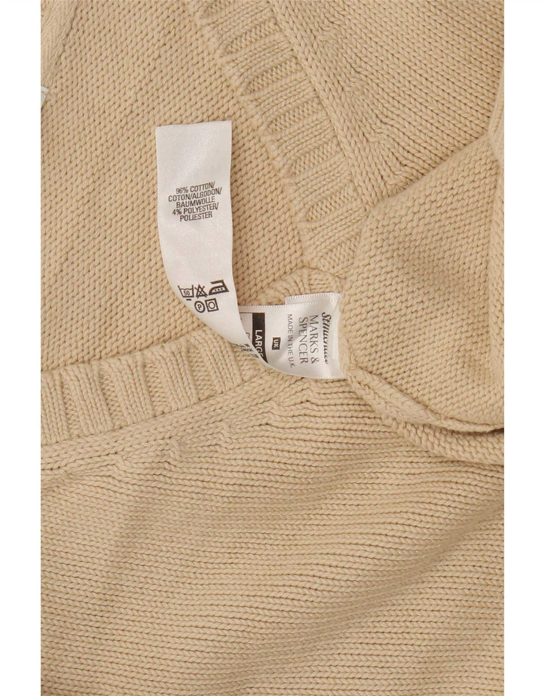 Maglione da uomo con scollo a V Marks & Spencer grande in cotone beige