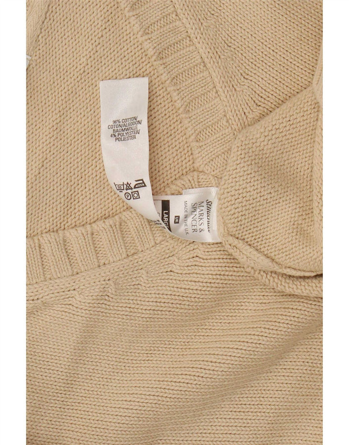 Maglione da uomo con scollo a V Marks & Spencer grande in cotone beige