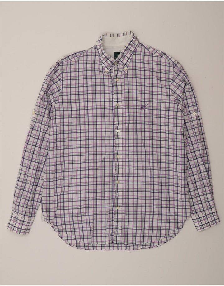 Camicia da uomo Henry Cottons taglia 43 grande cotone a quadri viola