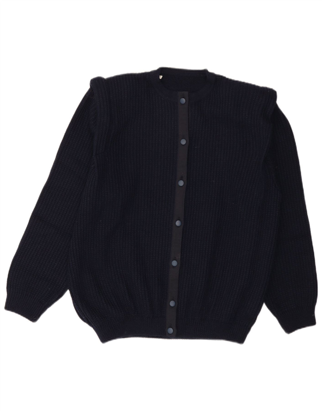 Maglione cardigan da uomo vintage grande lana blu navy