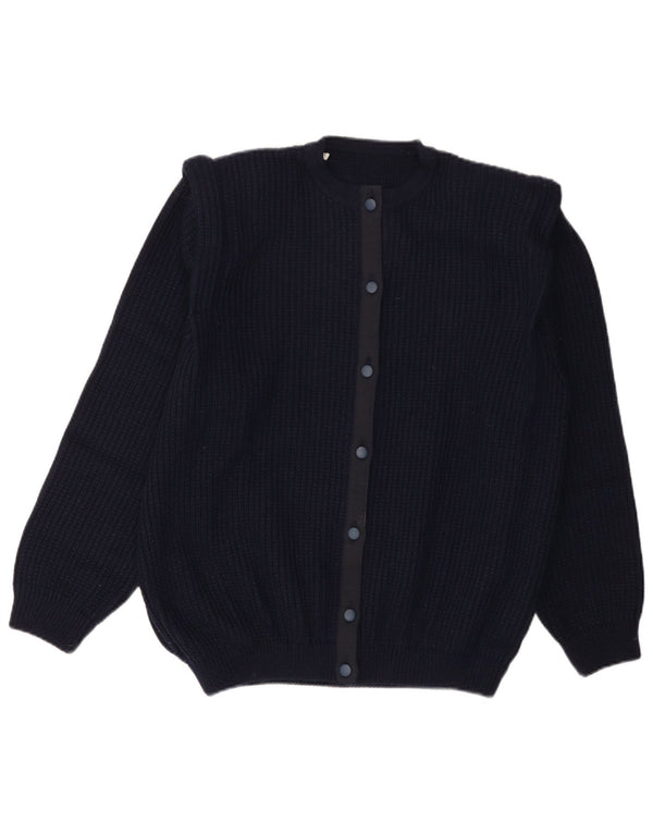 Maglione cardigan da uomo vintage grande lana blu navy