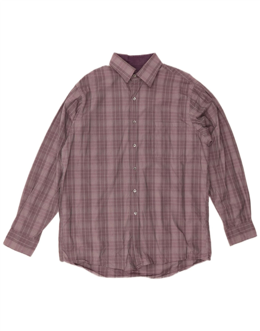 CALVIN KLEIN Camicia da uomo vestibilità regolare taglia 16 grande cotone a quadri viola