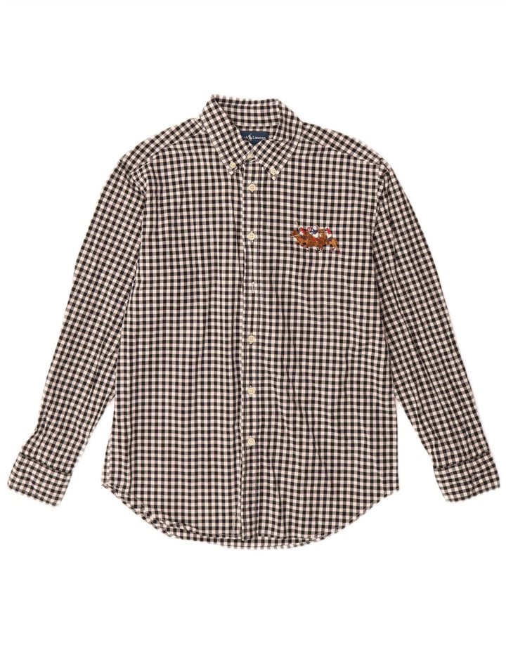 Camicia grafica per ragazzi Ralph Lauren 12-13 anni cotone a quadretti nero medio