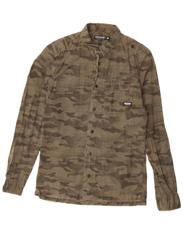 Camicia militare da uomo Superdry in cotone mimetico kaki medio
