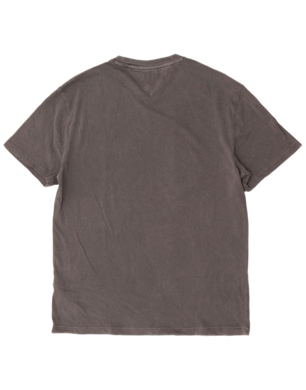 T-shirt grafica da uomo Tommy Hilfiger Top grande in cotone grigio