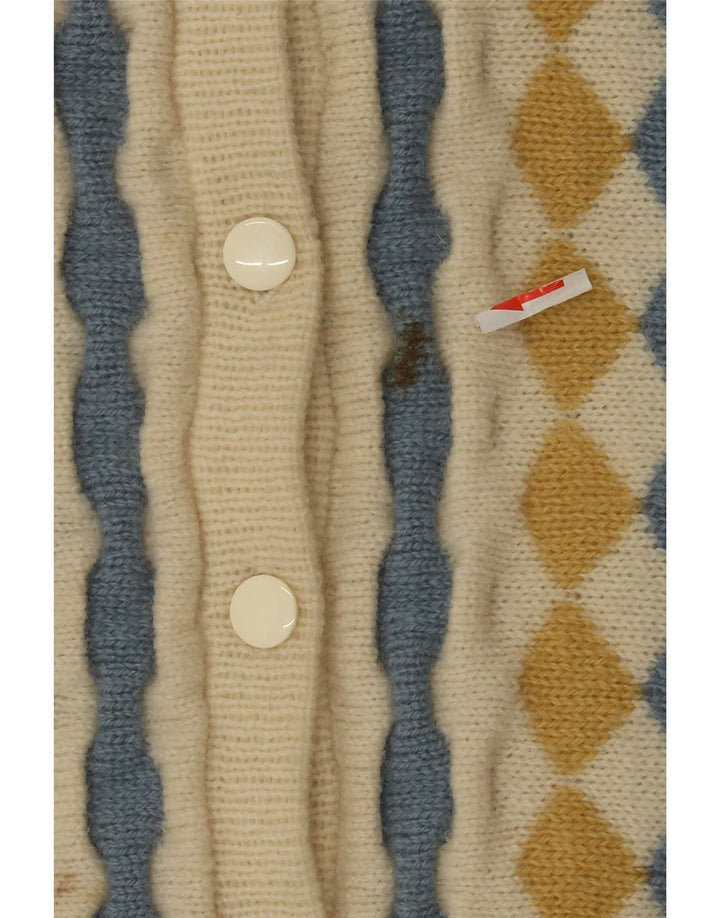 Maglione cardigan da donna Tulchan Taglia unica Lana vergine Beige Argyle/Diamond