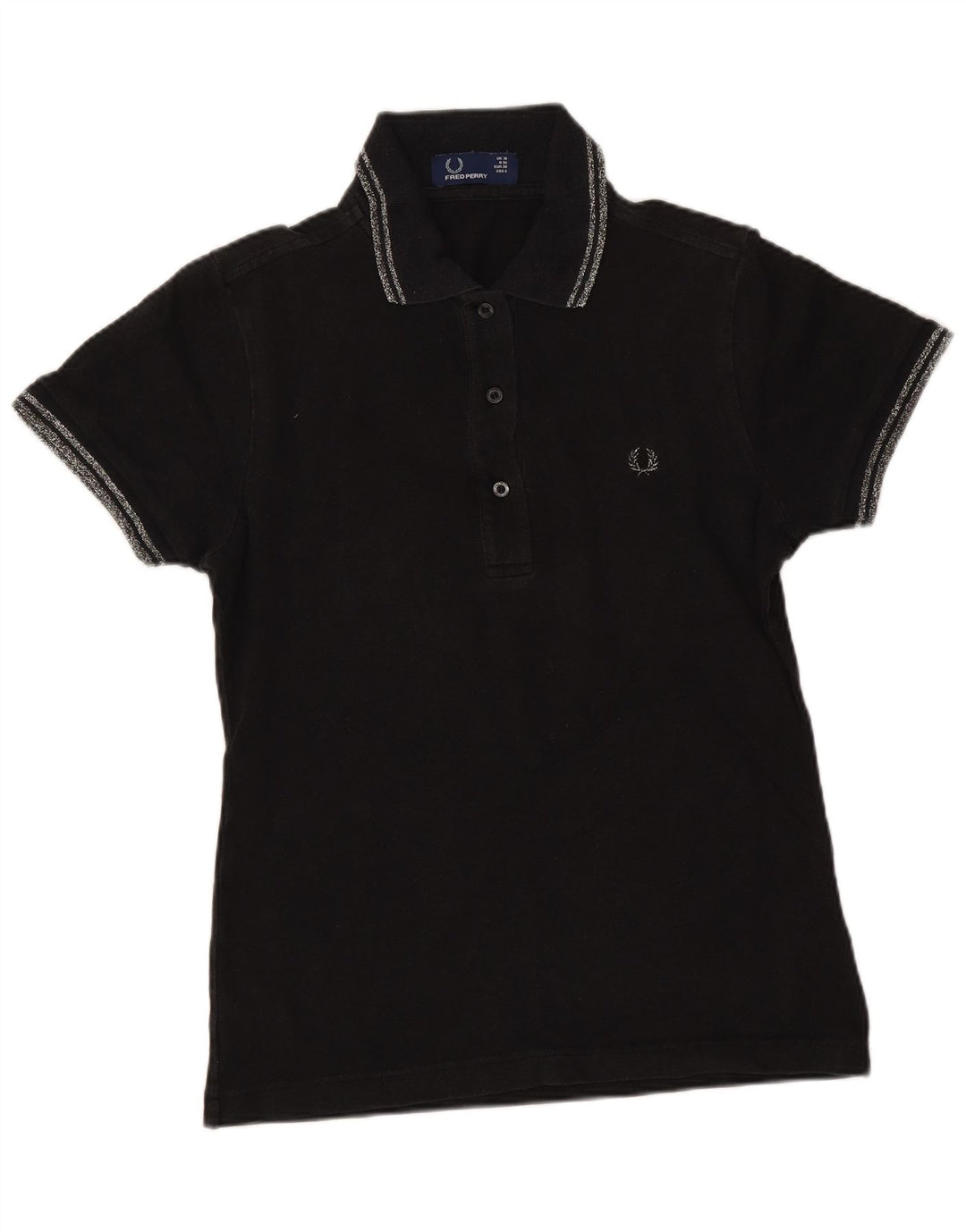 Polo da donna Fred Perry UK 10 piccola in cotone nero