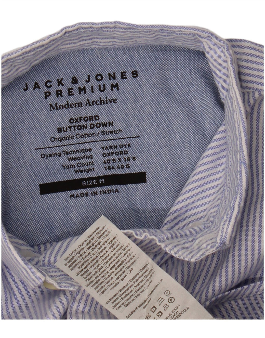 Camicia Oxford da uomo Jack & Jones in cotone gessato blu medio