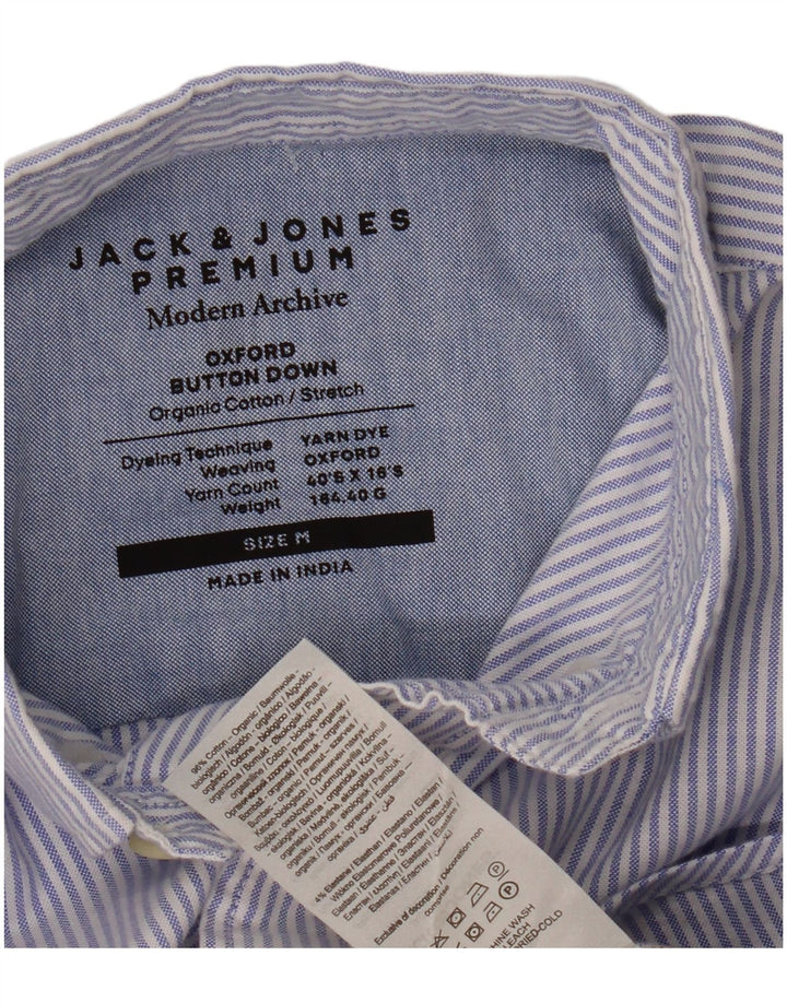 Camicia Oxford da uomo Jack & Jones in cotone gessato blu medio