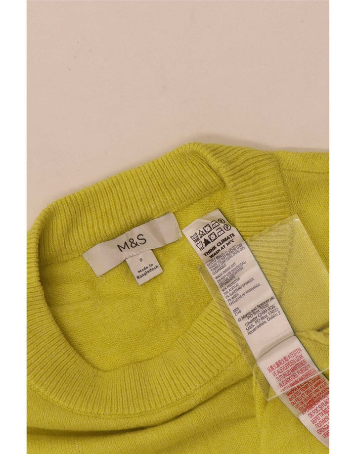 Maglione maglione con scollo a barca da donna Marks & Spencer UK 10 piccolo giallo