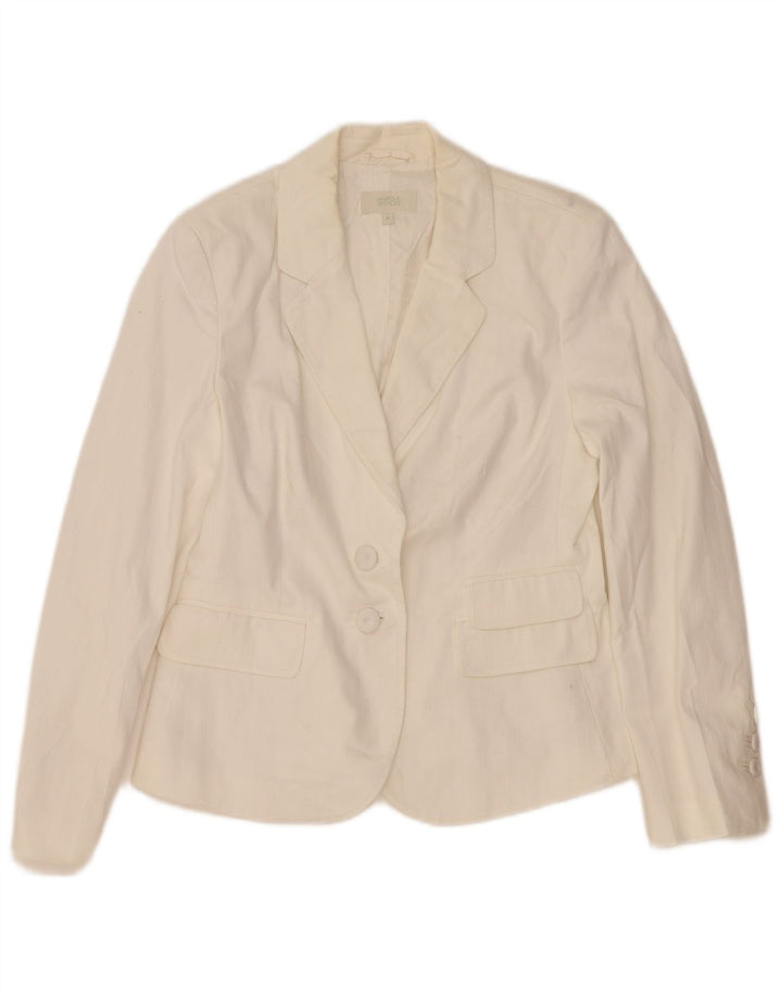 Giacca blazer a 2 bottoni Marks & Spencer da donna UK 12 cotone bianco medio