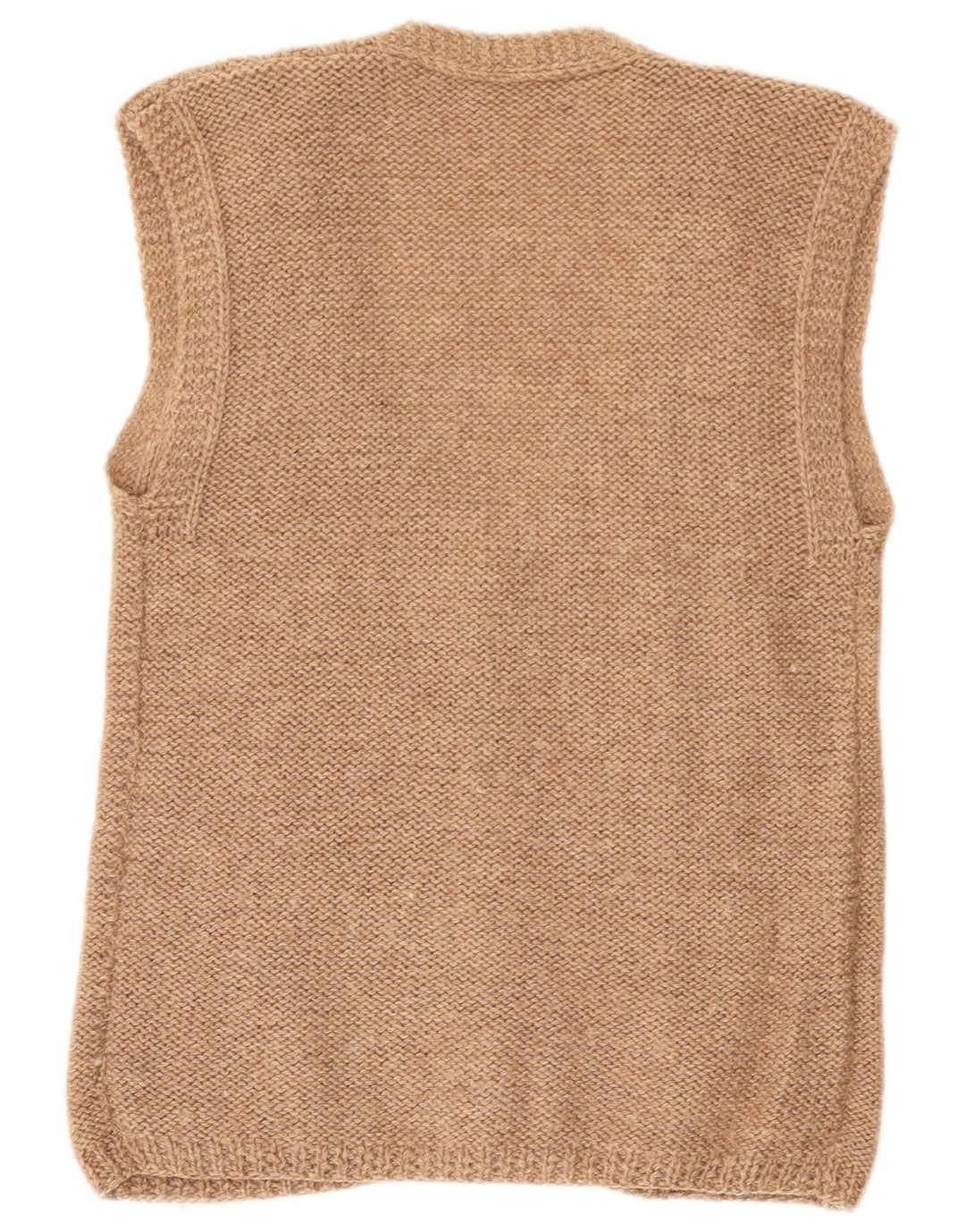 Maglione cardigan senza maniche vintage da uomo piccolo beige