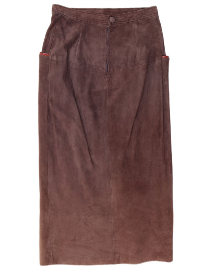Gonna vintage in pelle scamosciata da donna media W28 viola